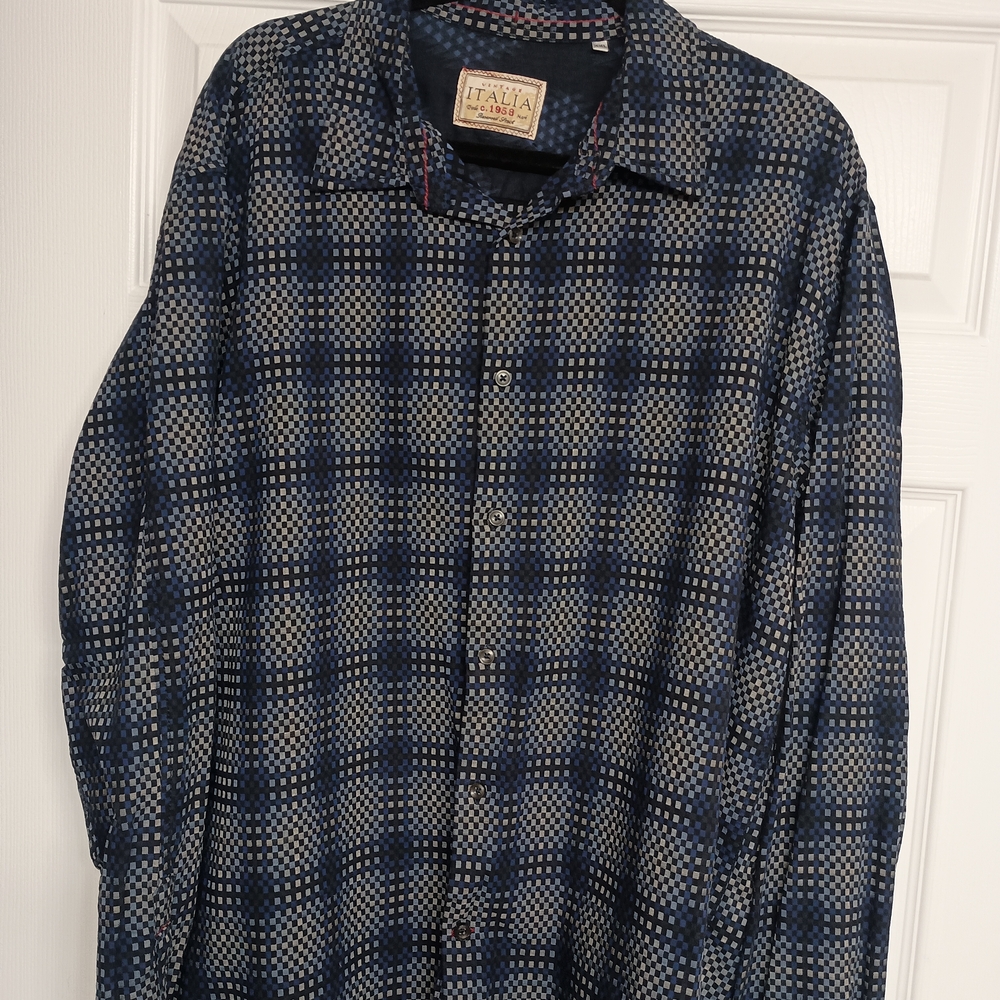 Italia Blue and Black Checkered Shirt
